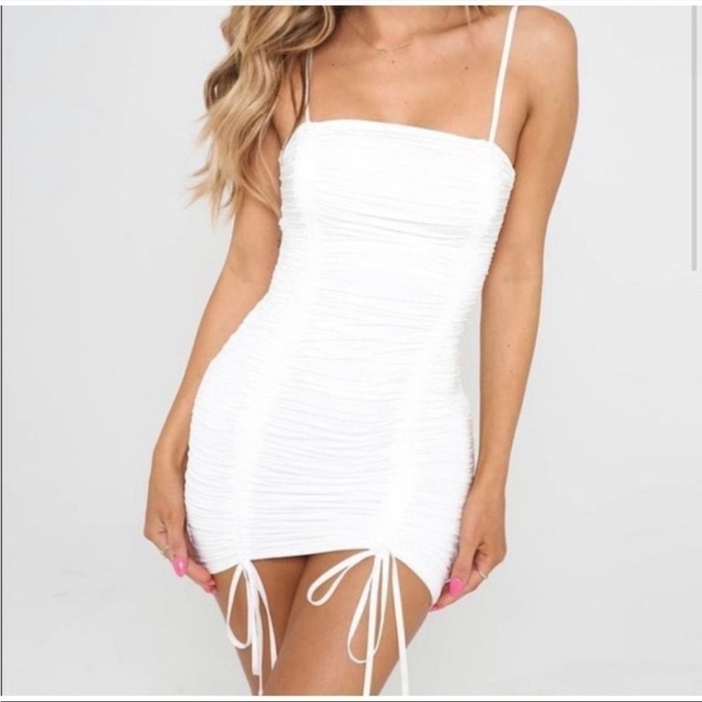 Tiger Mist Zion White Ruched Dress Size Medium from Dolls Kill